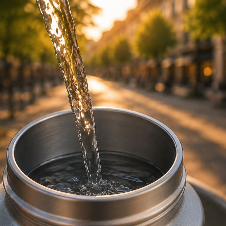 Stilles Trinkwasser einfüllen.